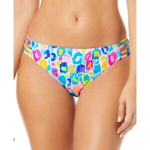 Salt + Cove Printed Strappy-Side Hipster Bikini Bottoms Leopard Colorful M